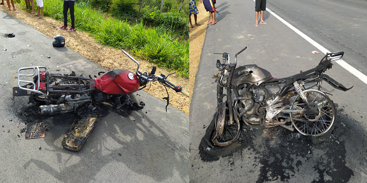 Motos pegam fogo em acidente e duas pessoas morrem
